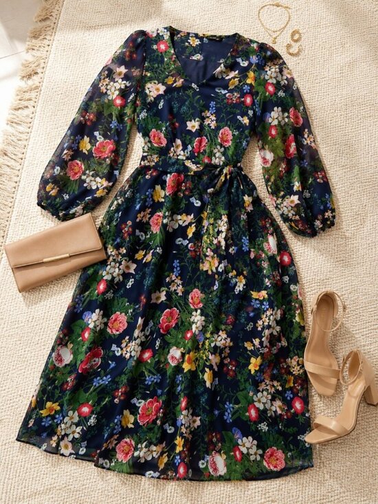 Anne Klein Dresses & Skirts - Anne Klein Plus Bountiful Flowers Blouson Sleeve Midi Dress NWT